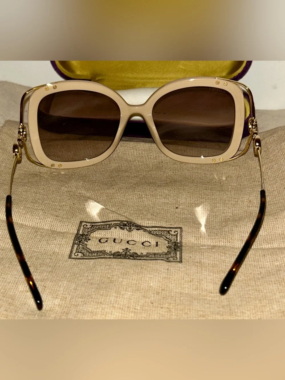 GUCCI    NEW Acetate Horsebit Square Frame Sunglasses GG1021S Pink Tortoise